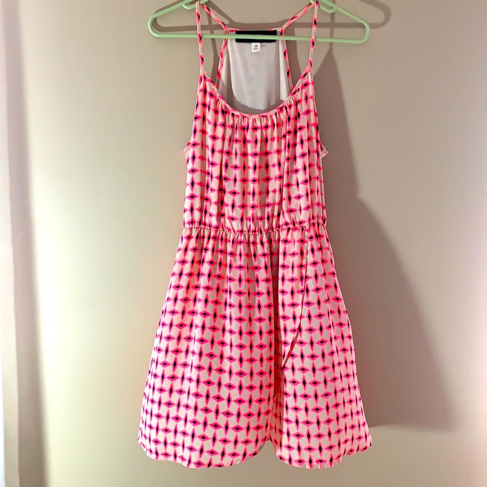 Neon pink and navy blue summer dress